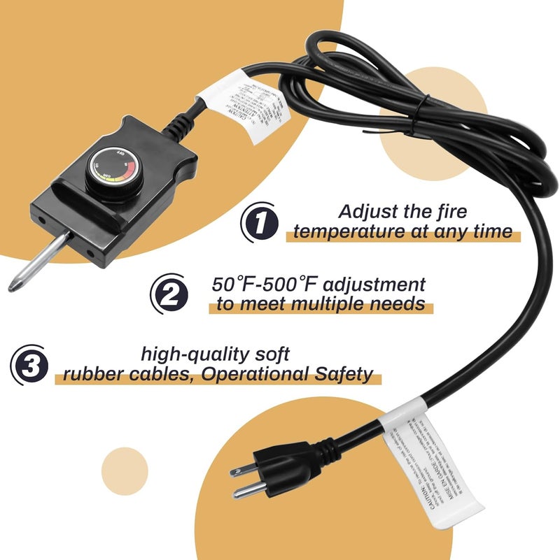 COMVIEE Adjustable Thermostat Controller Probe Cord for Masterbuilt Analog Electric Smokers, Thermostat Control with Power Cord Replacement Parts for Most Electric Smoker and Grills Heating Element - Image 2